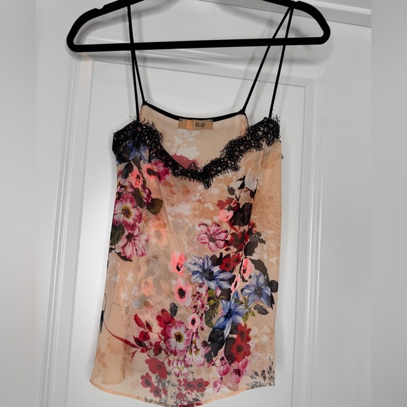 Sis Sis Women’s Floral sheer strappy cami top with lace trim, Sz Small - Picture 1 of 7